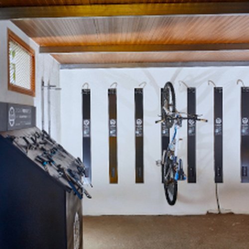 Cycling center with bike hangers and security cable locks Coral Teide Mar  Puerto de la Cruz